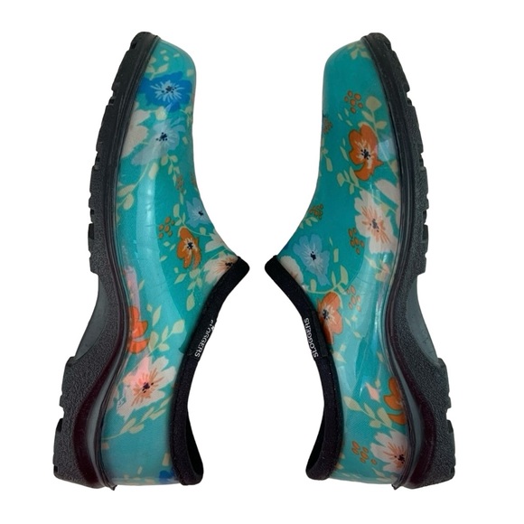 SLOGGERS Turquoise Floral Rain Shoes Size 9 - Picture 6 of 9
